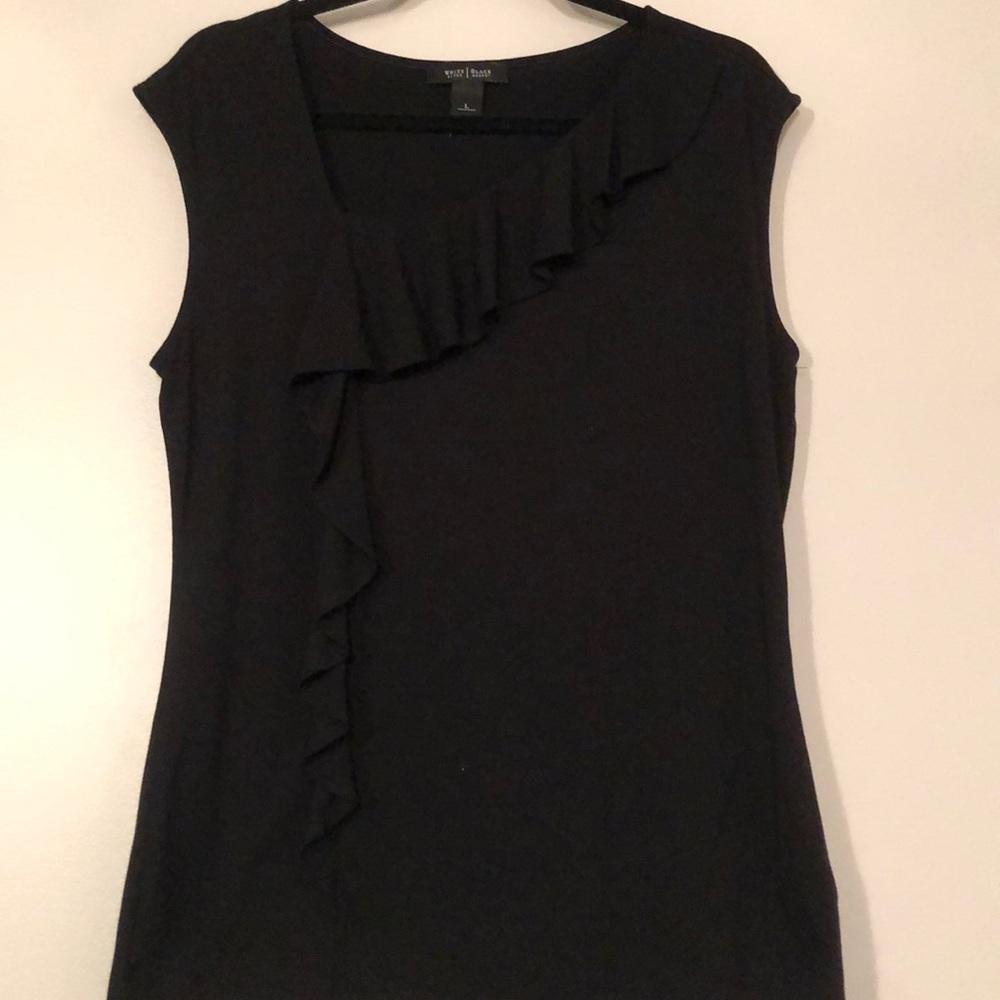 NWOT Black Jersey Dress Top with Cascading Detail